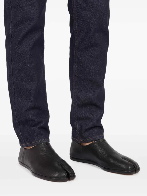 Maison Margiela Tabi Leather Babouche Shoes | Black | FARFETCH