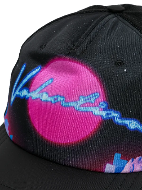 Valentino Garavani Neon Logo Mesh Baseball Cap | Black | FARFETCH