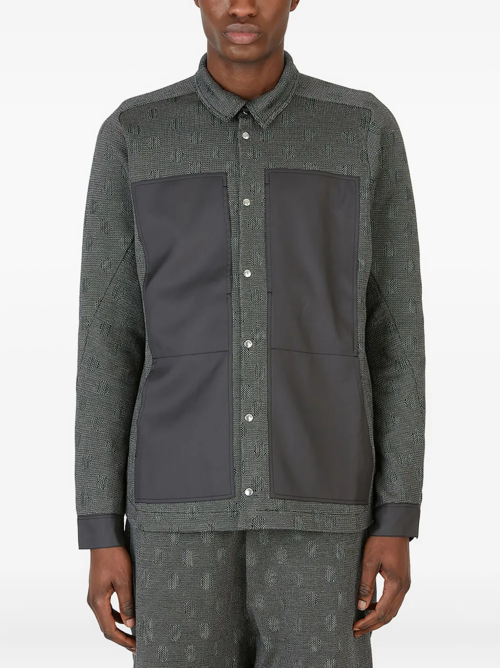 BYBORRE textured panelled shirt - グレー BYBORRE textured panelled shirt - グレー