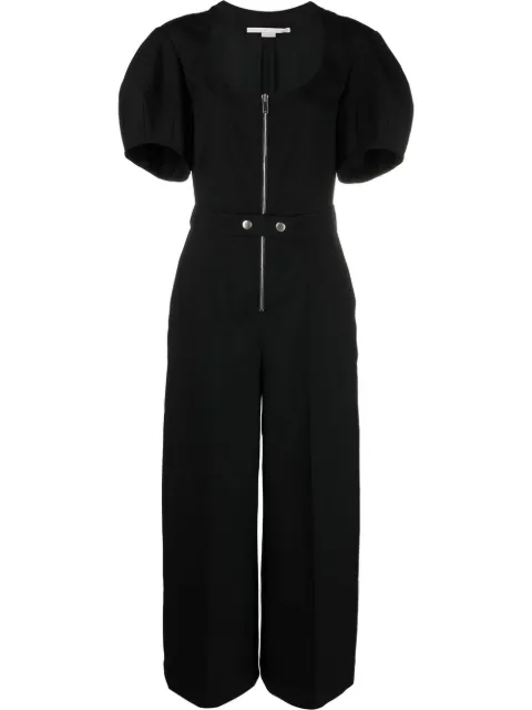 Stella McCartney puff-sleeve zipped wide-leg jumpsuit