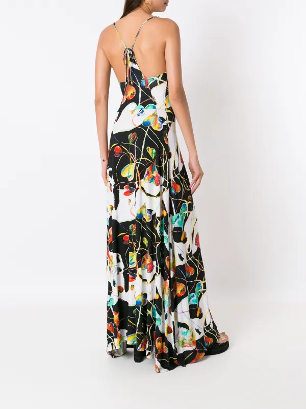 Amir Slama Graphic heart-print Maxi Dress | Black | FARFETCH
