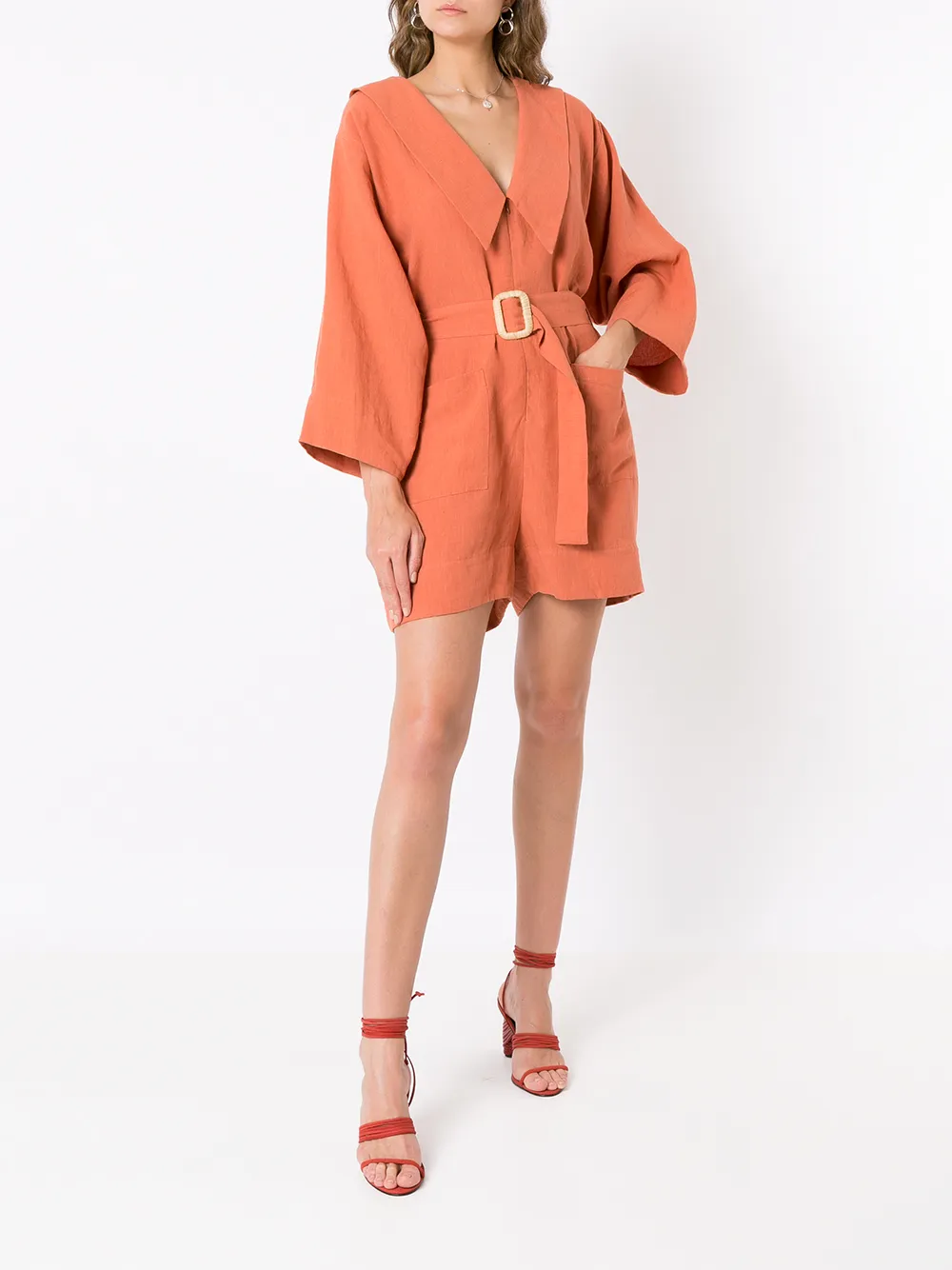 Isolda Playsuit met V-hals - Oranje
