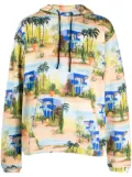 Les Benjamins graphic-print drawstring hoodie - Blue