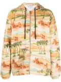 Les Benjamins graphic-print zip-up hoodie - Brown