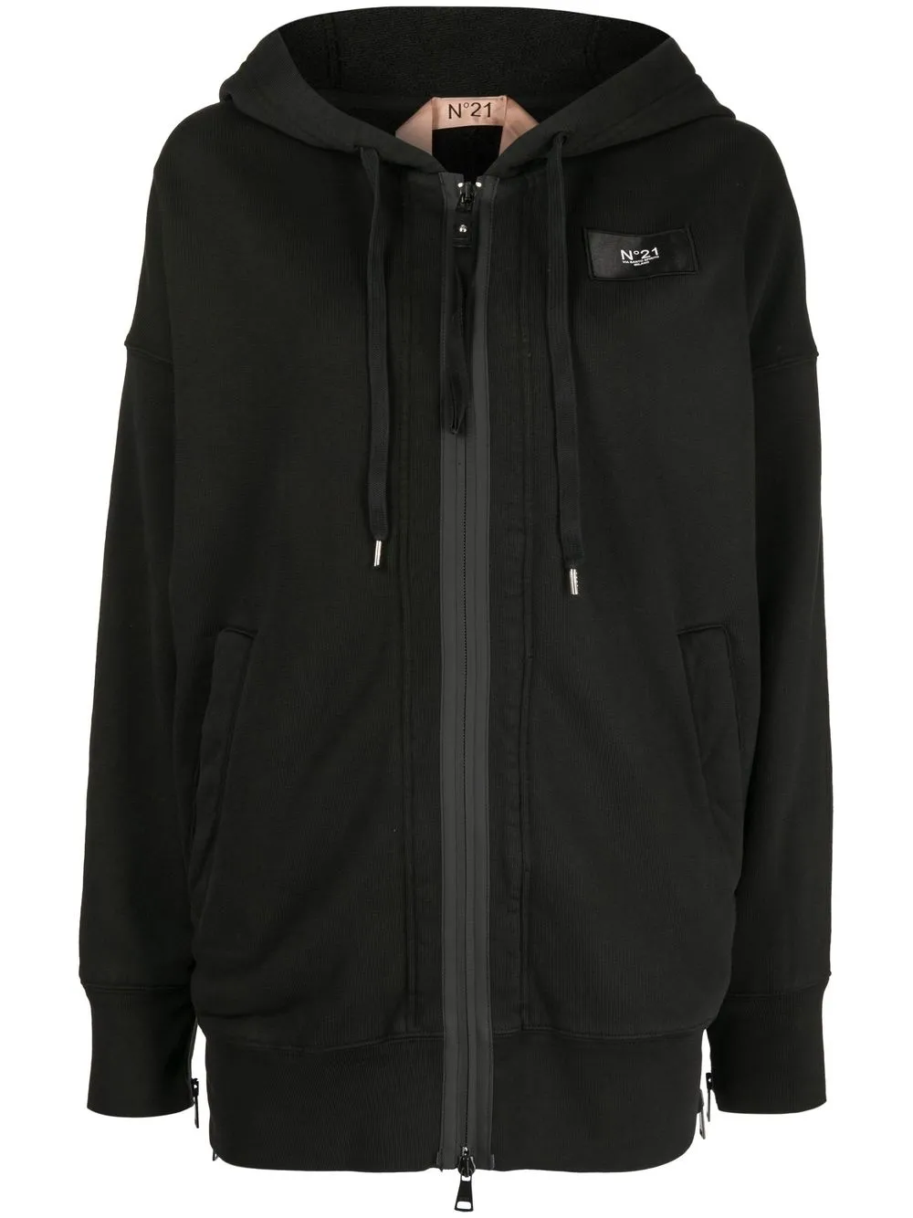 

Nº21 logo patch zip-up hoodie - Black