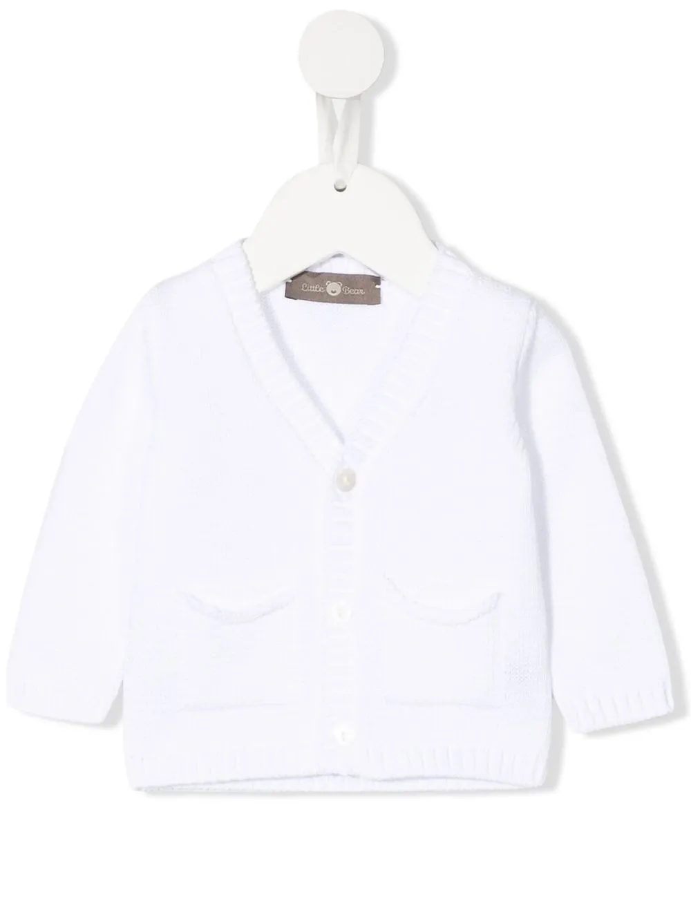 

Little Bear ribbed-knit cotton cardigan - White
