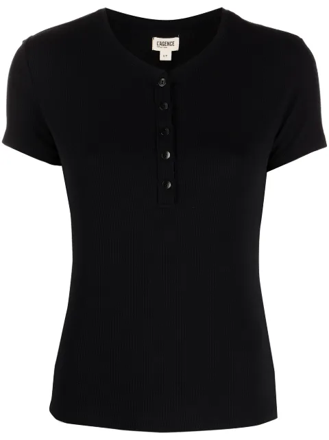 L'Agence short-button short-sleeve top 