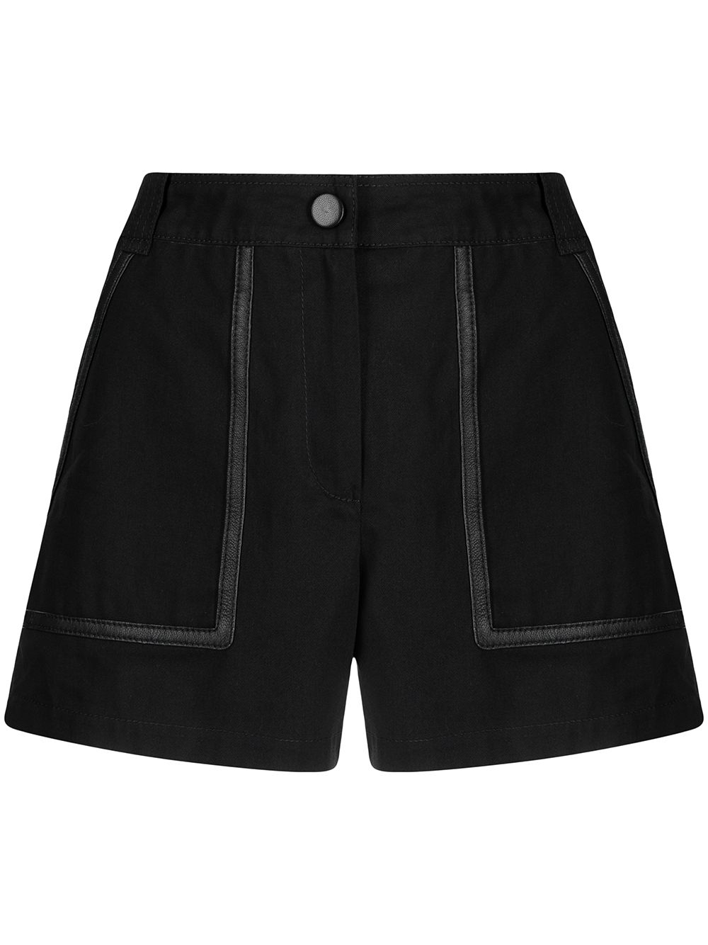 Yves Salomon leather-trim high-waisted shorts – Black