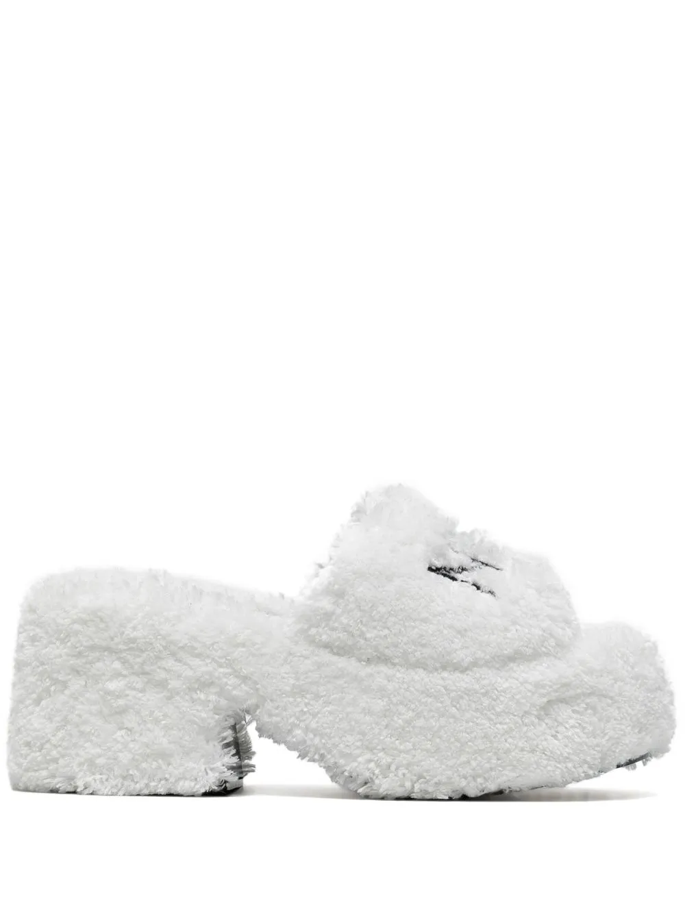 

Nº21 embroidered-logo shearling clogs - White