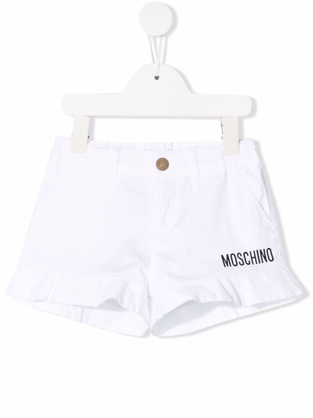 Moschino Kids denim ruffled shorts - White