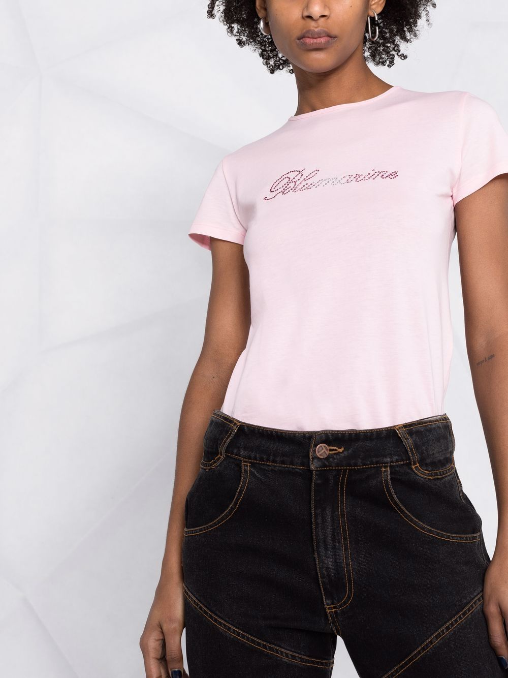 фото Blumarine crystal-logo slim t-shirt