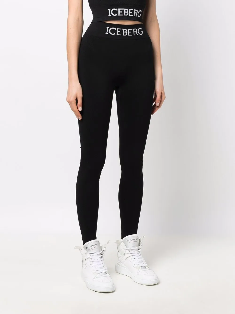  Iceberg Leggings Mit Logo Print   Schwarz 