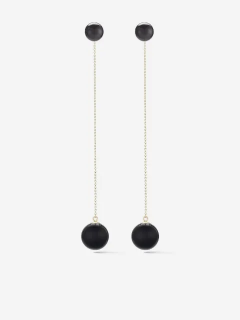 Mateo 14kt yellow gold onyx ball drop earrings