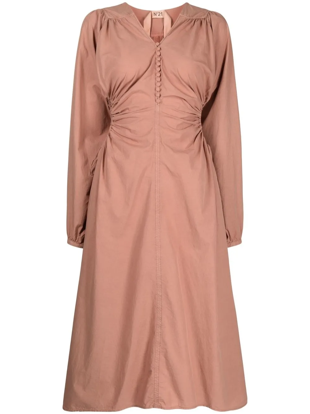 

Nº21 ruched cut-out midi dress - Brown