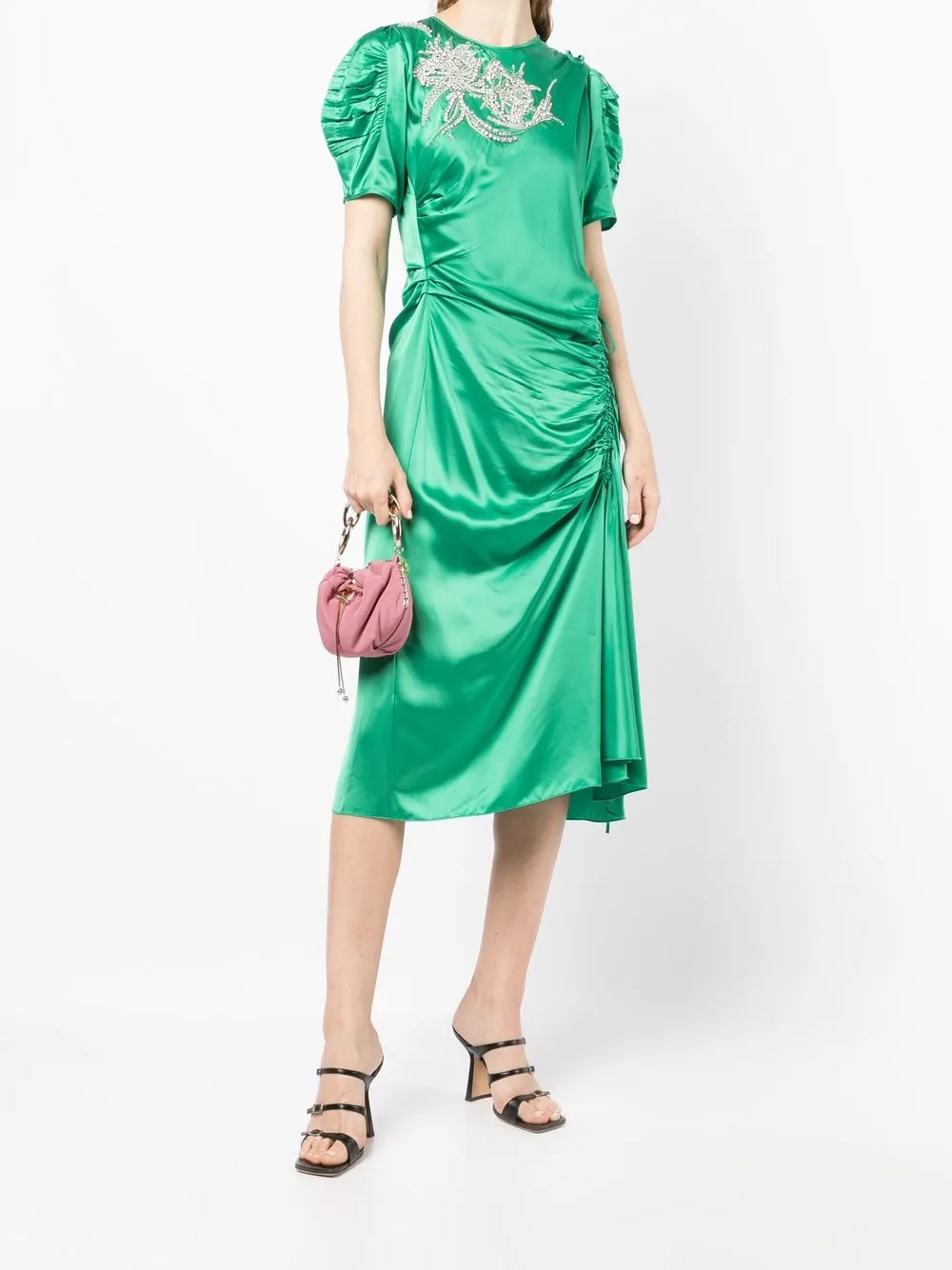 Nº21 Gedrapeerde jurk - Groen
