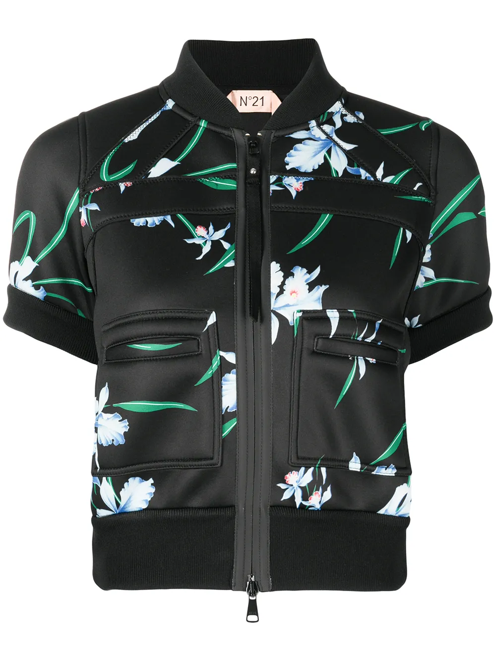 

Nº21 chamarra bomber con estampado floral - Negro