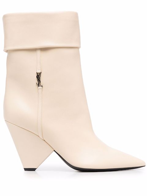 Saint Laurent logo-plaque ankle boots