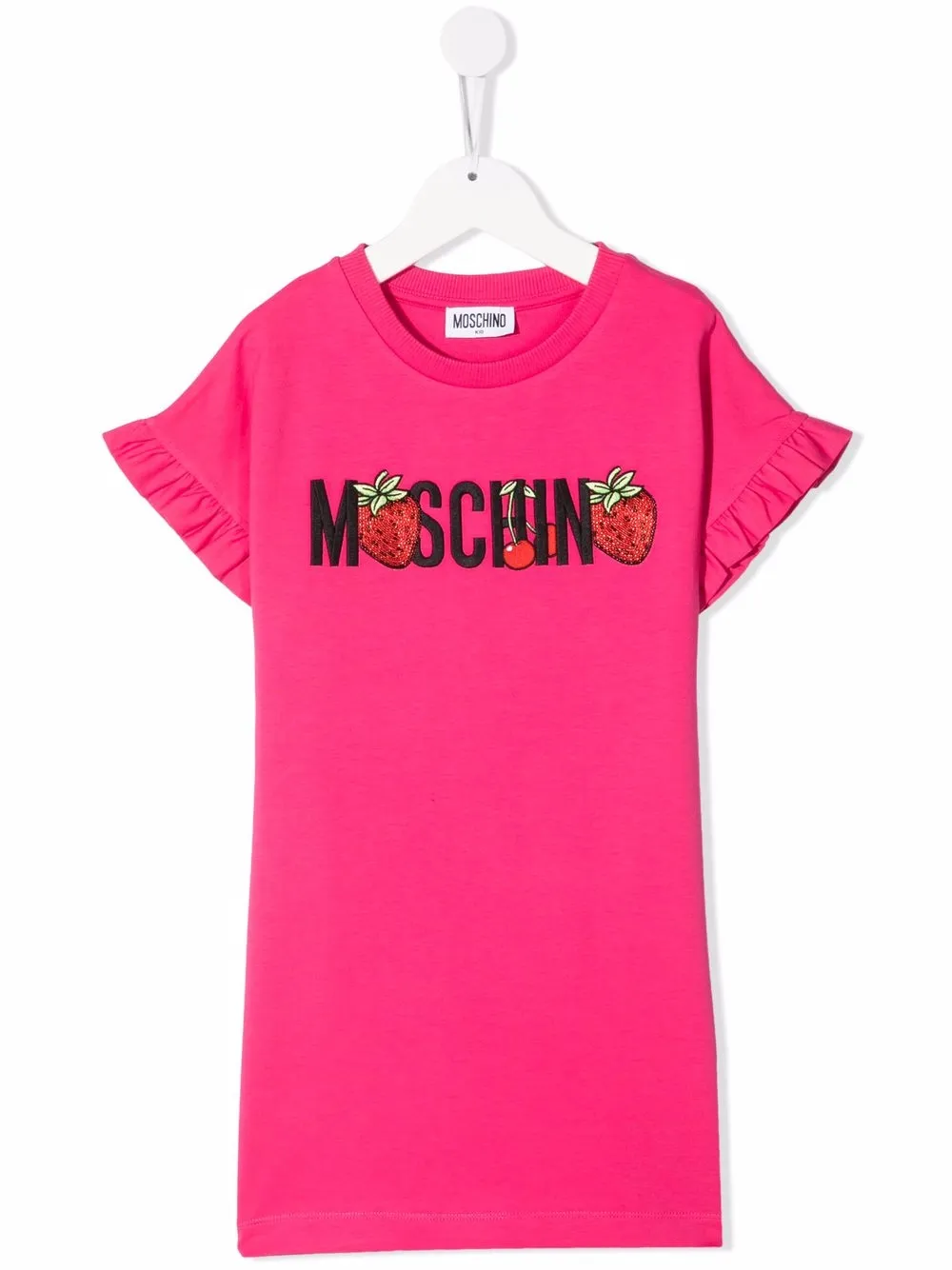 

Moschino Kids vestido con logo y motivo de fresas - Rosado