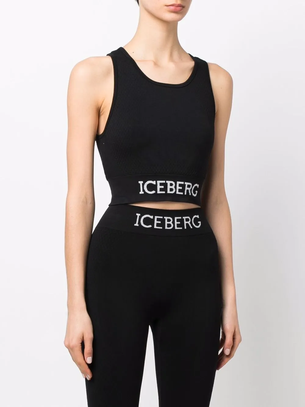  Iceberg Tanktop Mit Logo Print   Schwarz 