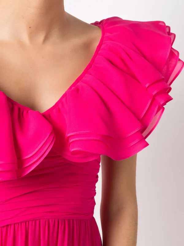 Giambattista Valli ruffle detail sleeveless dress women Silk Silk Polyester 40 Pink