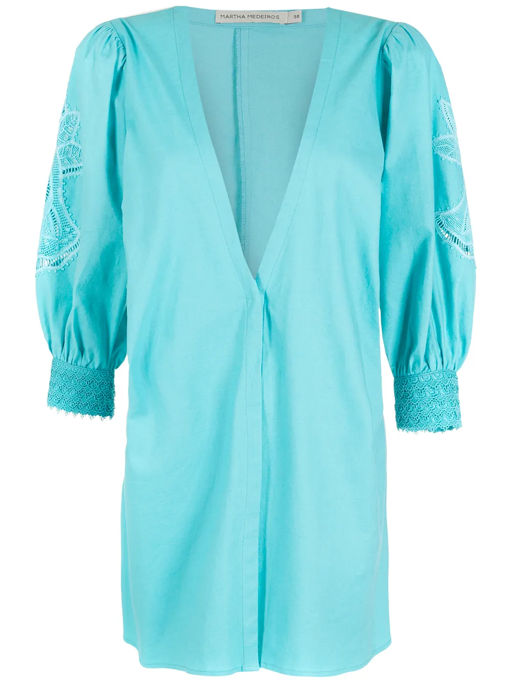 

Martha Medeiros lace-detail V-neck beach dress - Blue