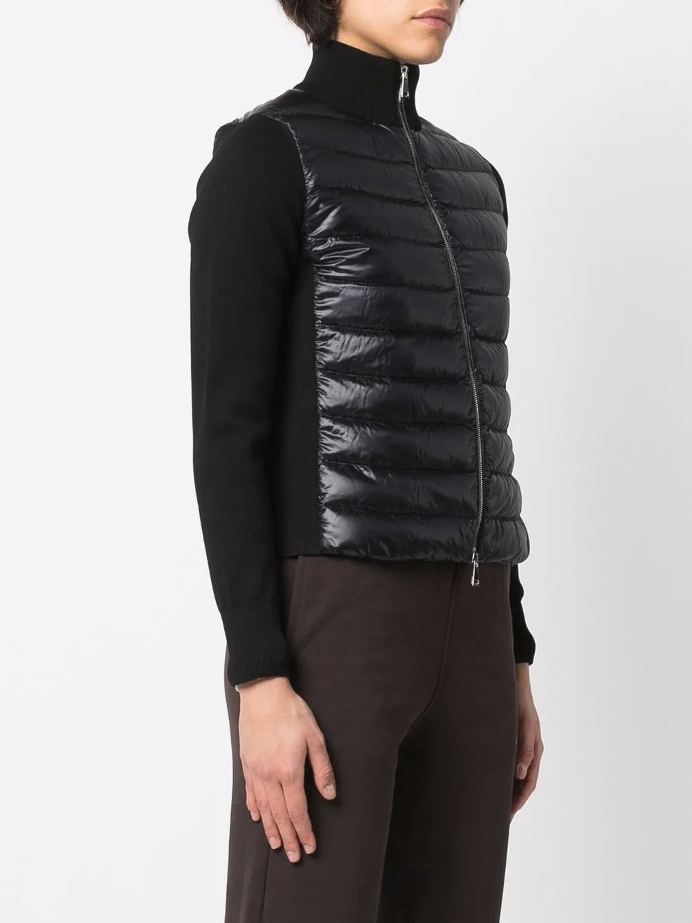 Down jacket outlet with knit sleeves