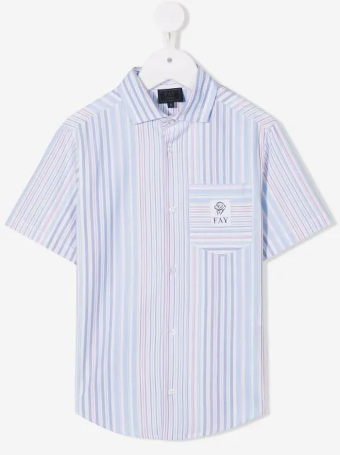 Fay Kids rainbow-stripe shirt