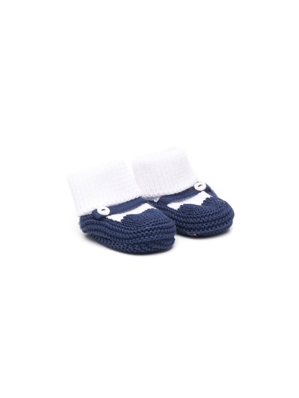 Little Bear Babies' Two-tone Knitted Booties In 蓝色