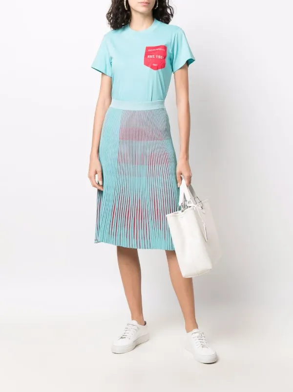 スカート EMPORIO ARMANI Woman Skirt Blue EW000756AF12438 FB057 Emporio Armani Pleated Midi Skirt | Blue | FARFETCH