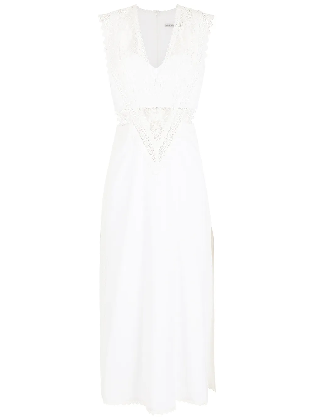 

Martha Medeiros Lorena crochet-panelled sleeveless dress - White