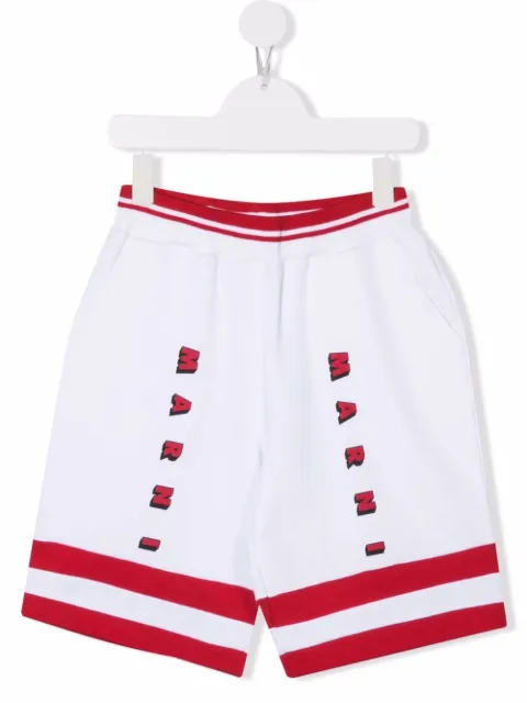 Marni Kids شورت بطبعة شعار الماركة وأطراف مخطط