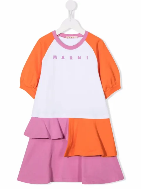 Marni Kids colour-block asymmetric T-shirt dress