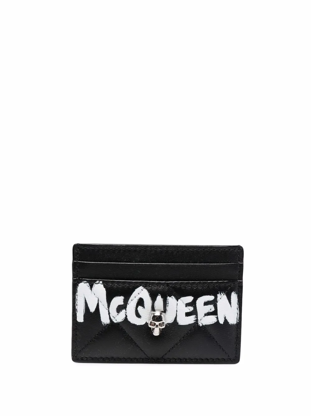 

Alexander McQueen graffiti logo-print quilted cardholder - Black