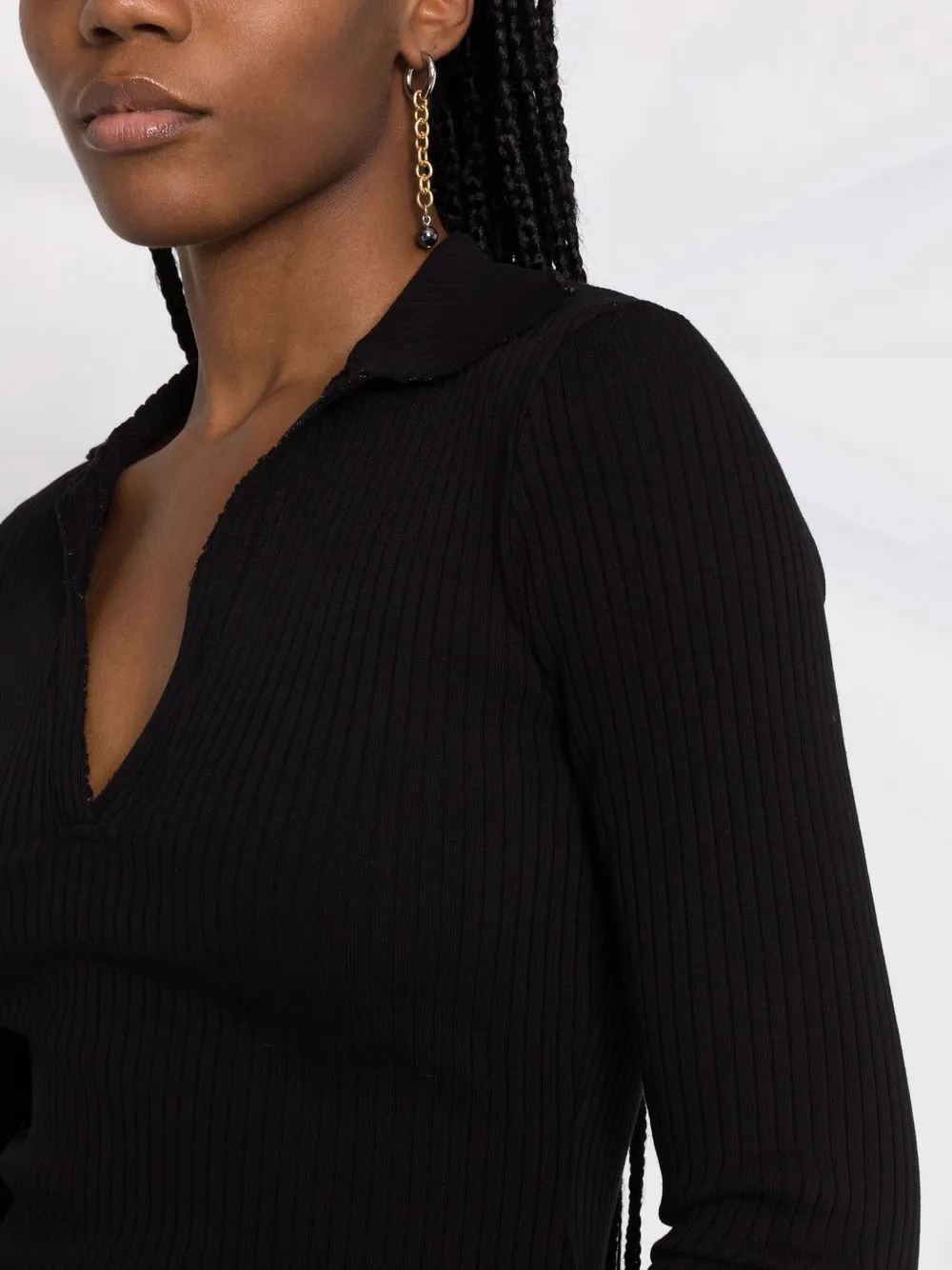 Cotton Citizen Ribbedknit Mini Polo Dress In Black ModeSens