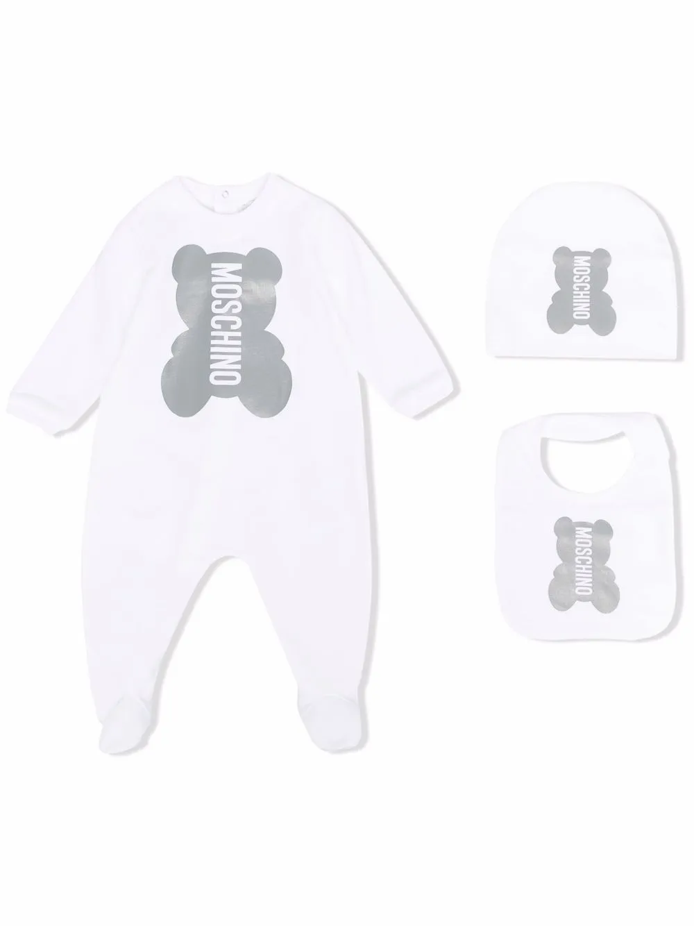 

Moschino Kids set de mameluco con logo estampado - Blanco