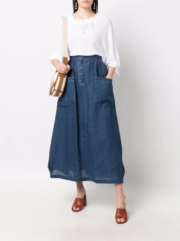 Shop Emporio Armani high-waisted denim skirt with Express Delivery -  FARFETCH