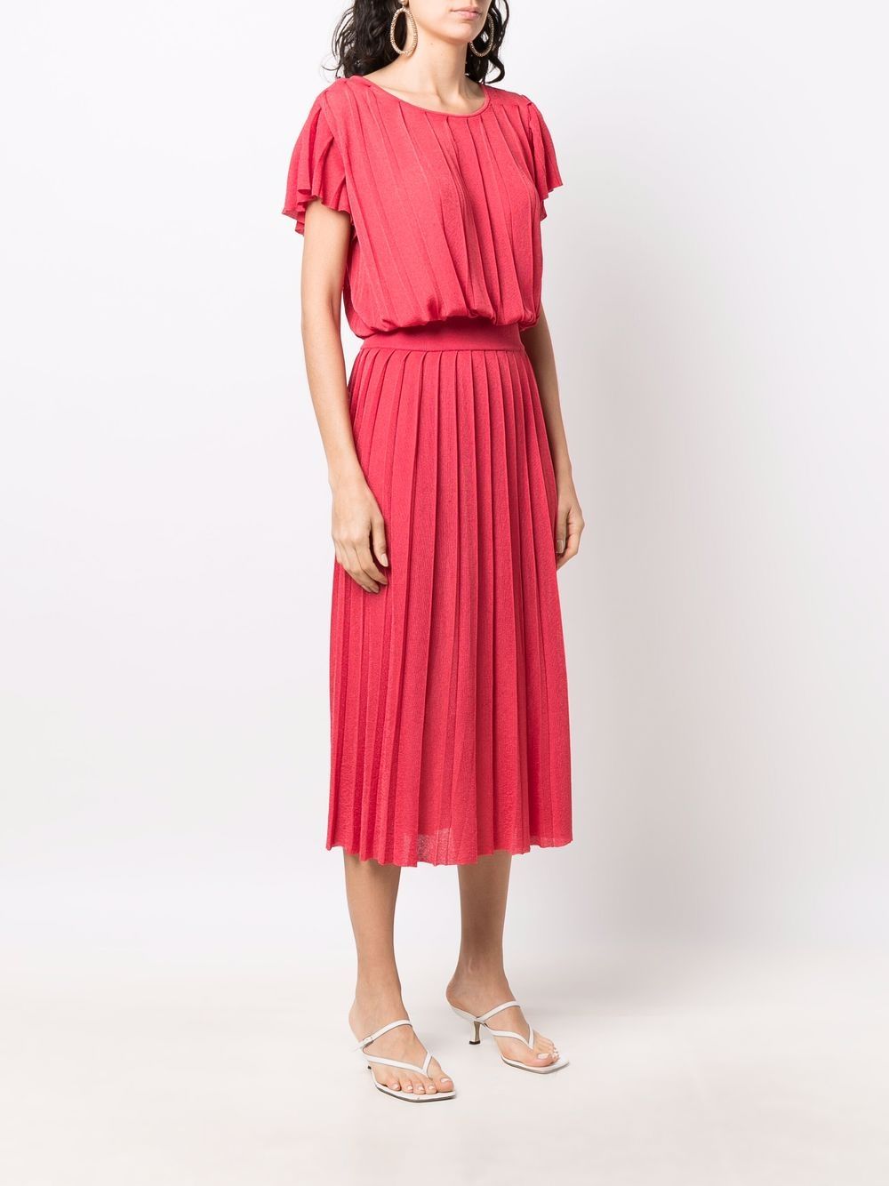 Emporio Armani Pleated short-sleeve Midi Dress - Farfetch