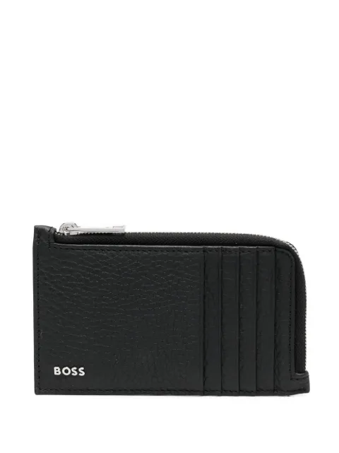 BOSS Porta-cartões de couro com placa de logo