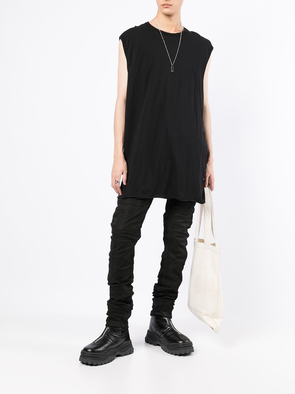 Boris Bidjan Saberi Tanktop met gerafelde afwerking - Zwart