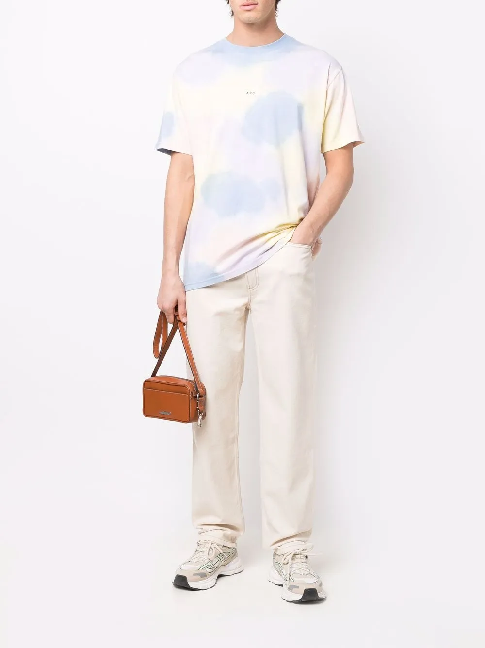 A.P.C. T-shirt met tie-dye print - Blauw