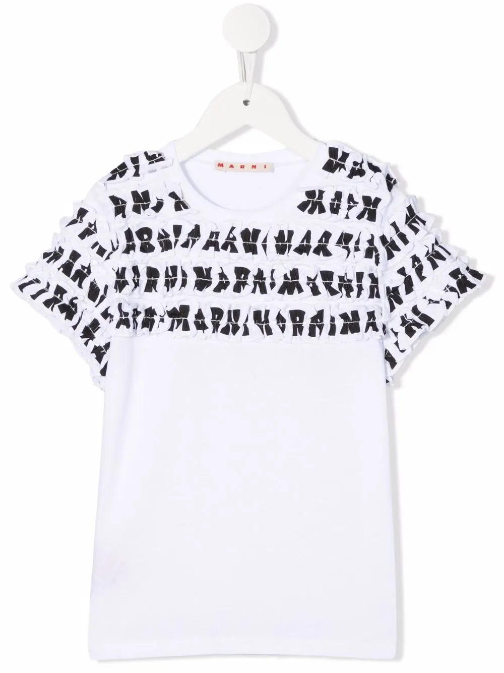 

Marni Kids playera con logo y volantes - Blanco