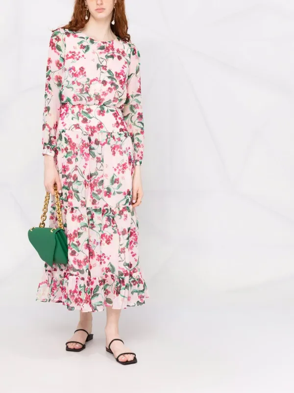 Saloni Isabel floral-print Silk Tiered 
