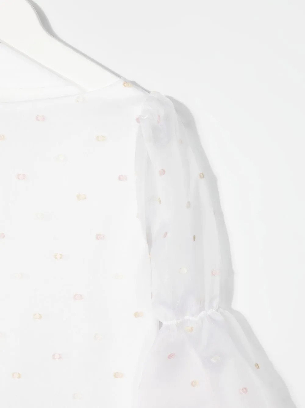  La Stupenderia Embroidered Polka-dot Blouse - White 