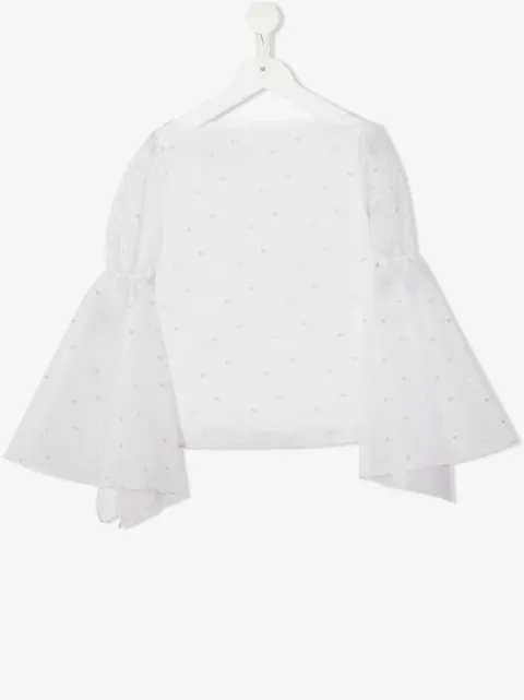La Stupenderia broderet polkaprikket bluse