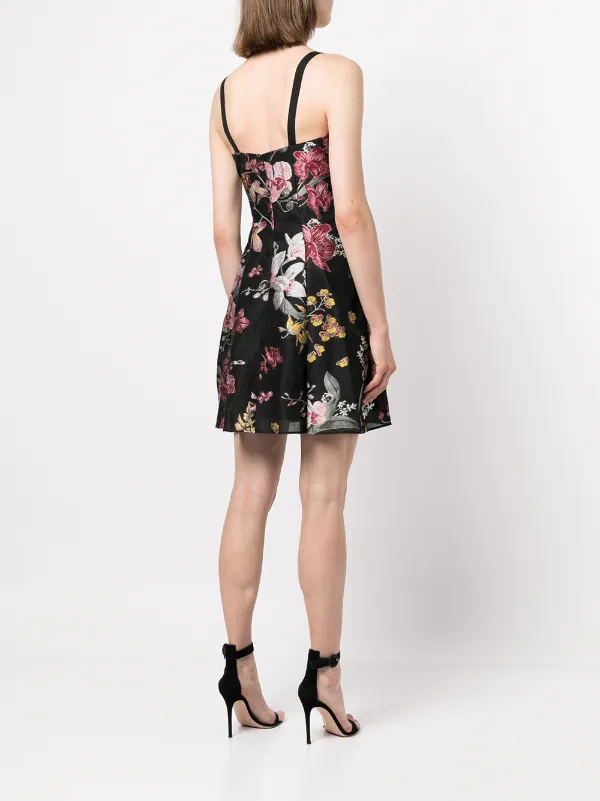 Marchesa Notte Fils Coupé Flared Mini Dress Black FARFETCH