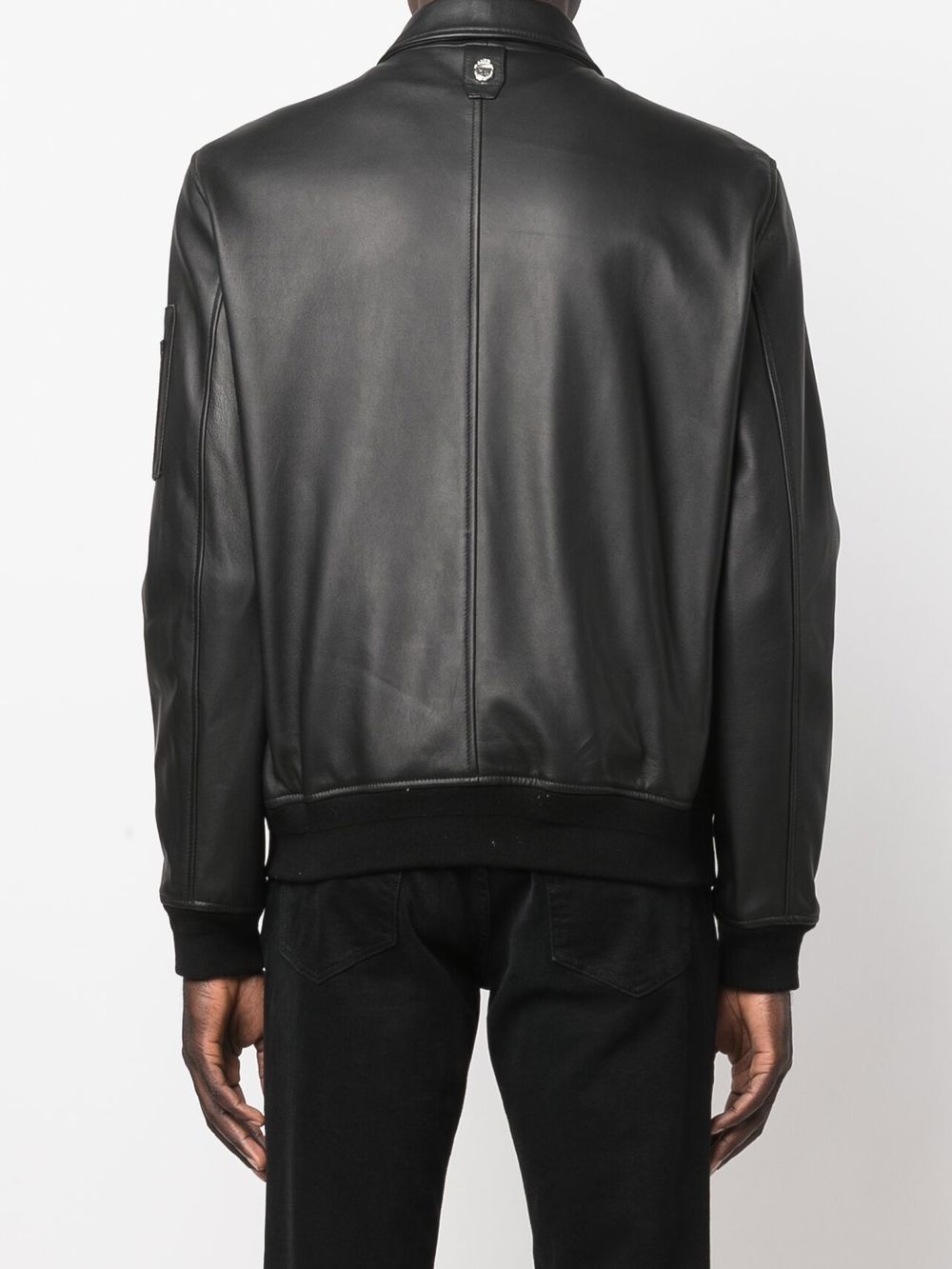 perforated leather bomber jacket