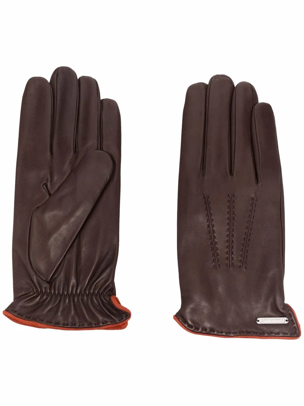 

Corneliani guantes con placa del logo - Marrón