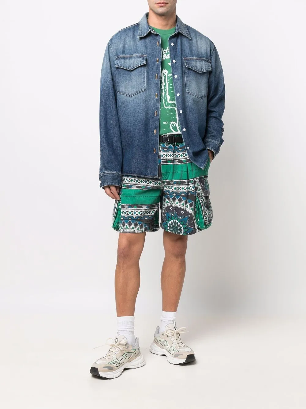 sacai Bermuda shorts met geometrische print - Groen