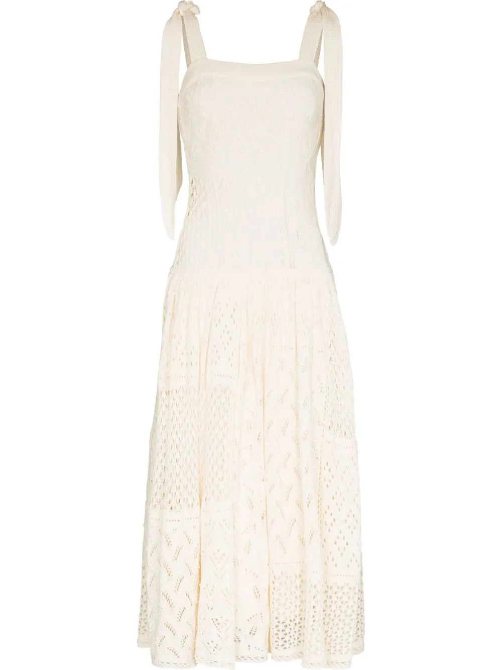 

ZIMMERMANN tie-shoulder crochet maxi dress - Neutrals