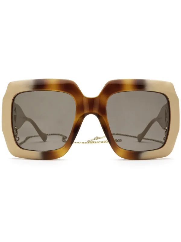 Gucci Eyewear tortoiseshell effect oversized frame Sunglasses Brown FARFETCH CA